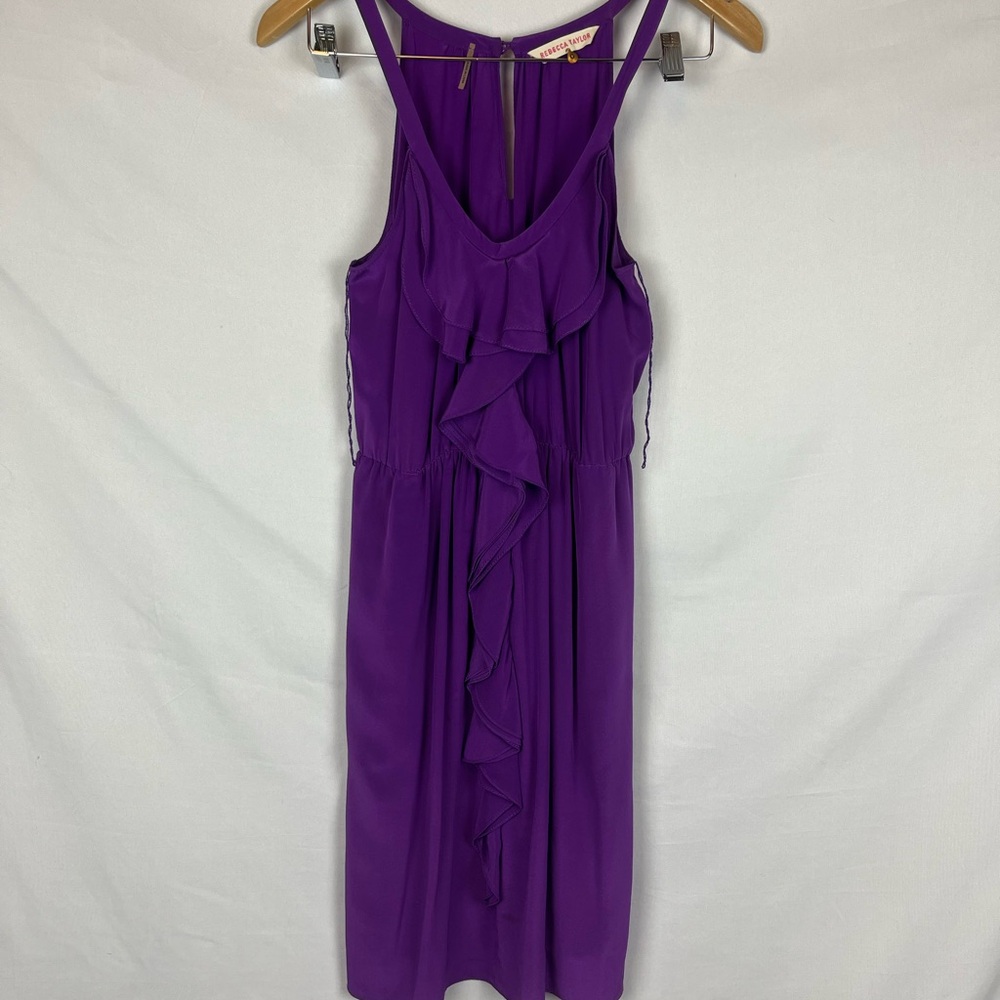 Rebecca Taylor Purple Silk Pleated Halter Midi Dress